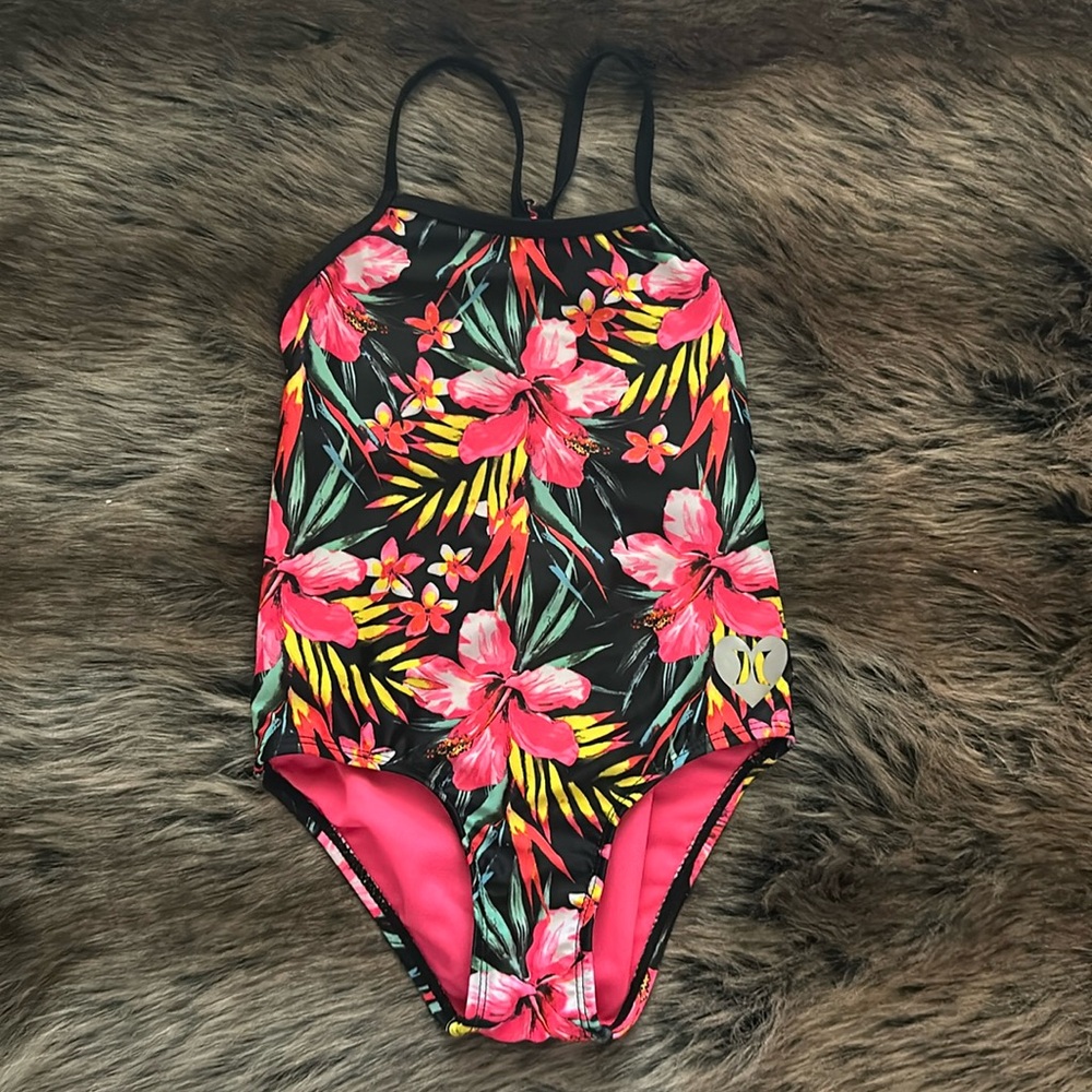 Girls HURLEY size 4 toddler hawaiian racerback bathing suit
